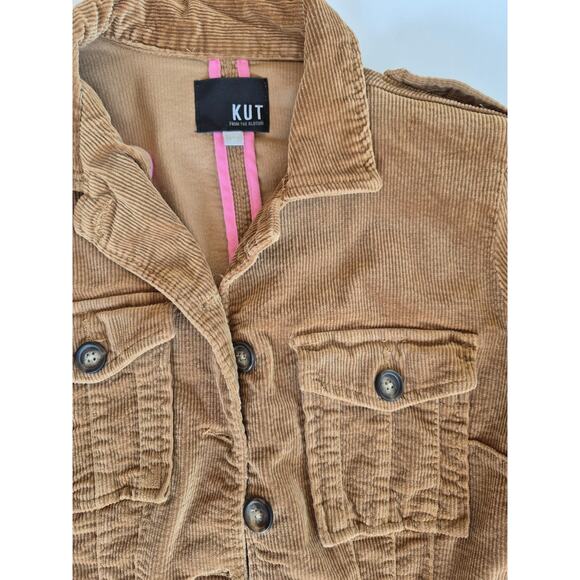 Kut From The Kloth Kyra Jacket Corduroy Junior Sz Med Brown Pocket Fall Layering - Picture 6 of 10